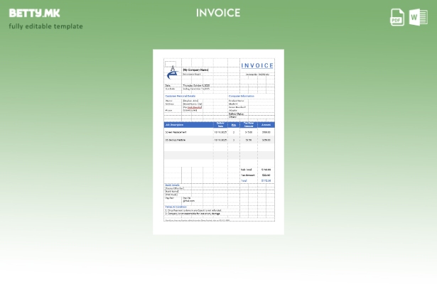 Шаблон за фактура за поправка на компјутер во модерен стил